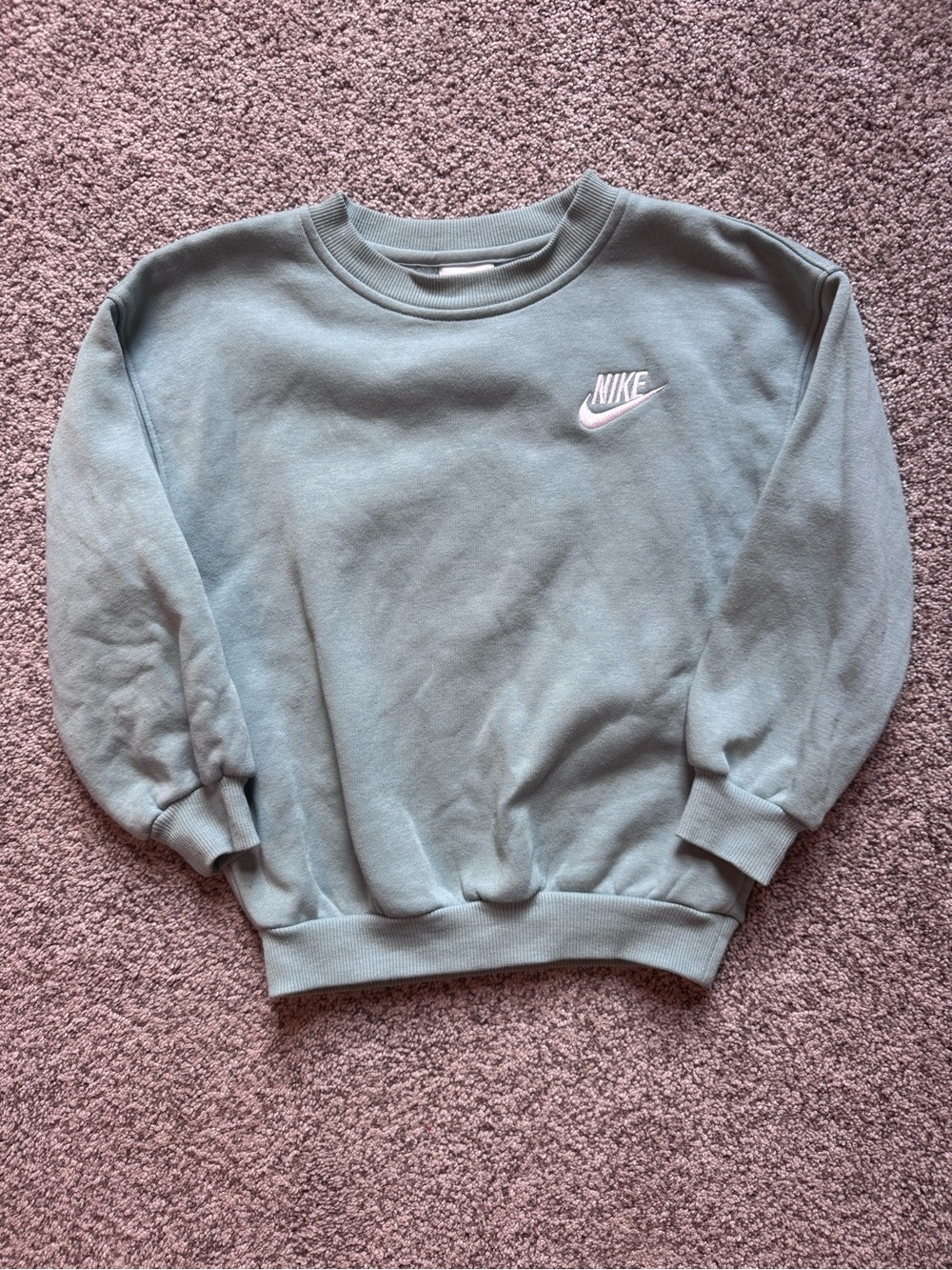 Nike Kids Crewneck Sweatshirt in Sage Green with White Logo
